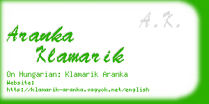 aranka klamarik business card